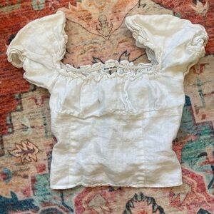 REFORMATION White Ruffle Crop Top Sz 2